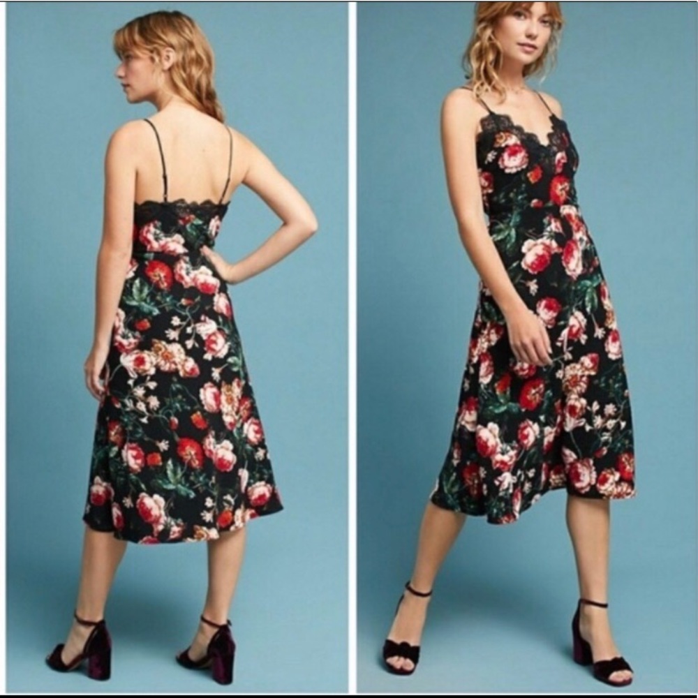 Anthropologie Floral Print Slip Casual Maxi Dress